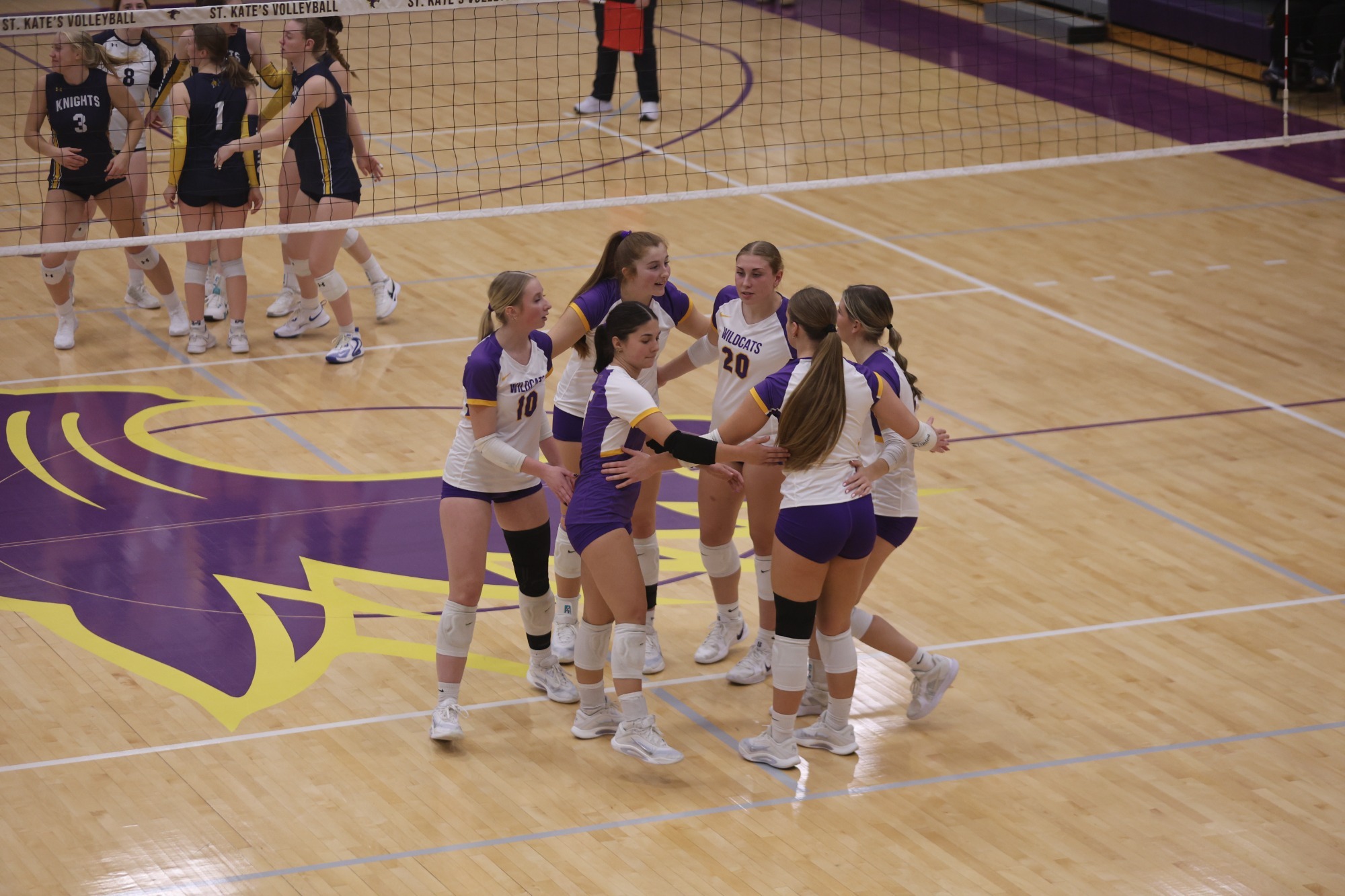 st kates volleyball huddle at home