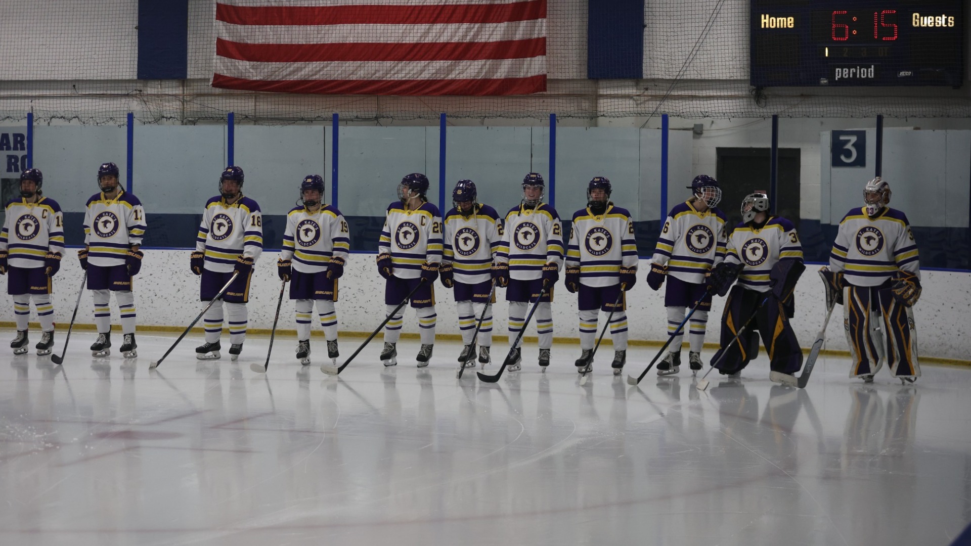 Hockey team at drake arena during introductions