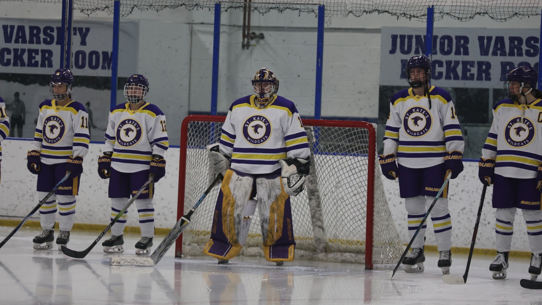 Hockey team lined up before introductions