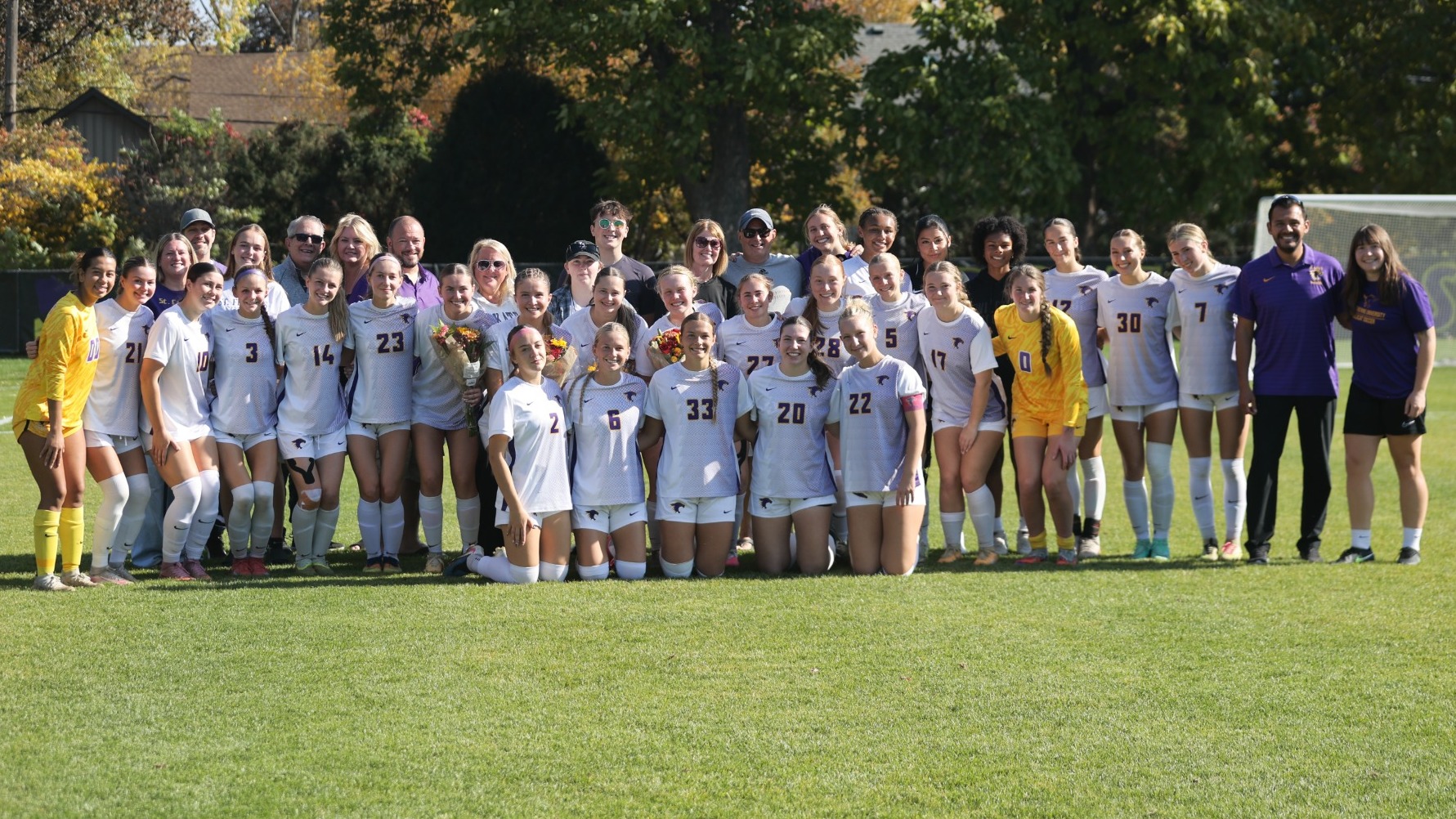 Soccer team with seniors and parents