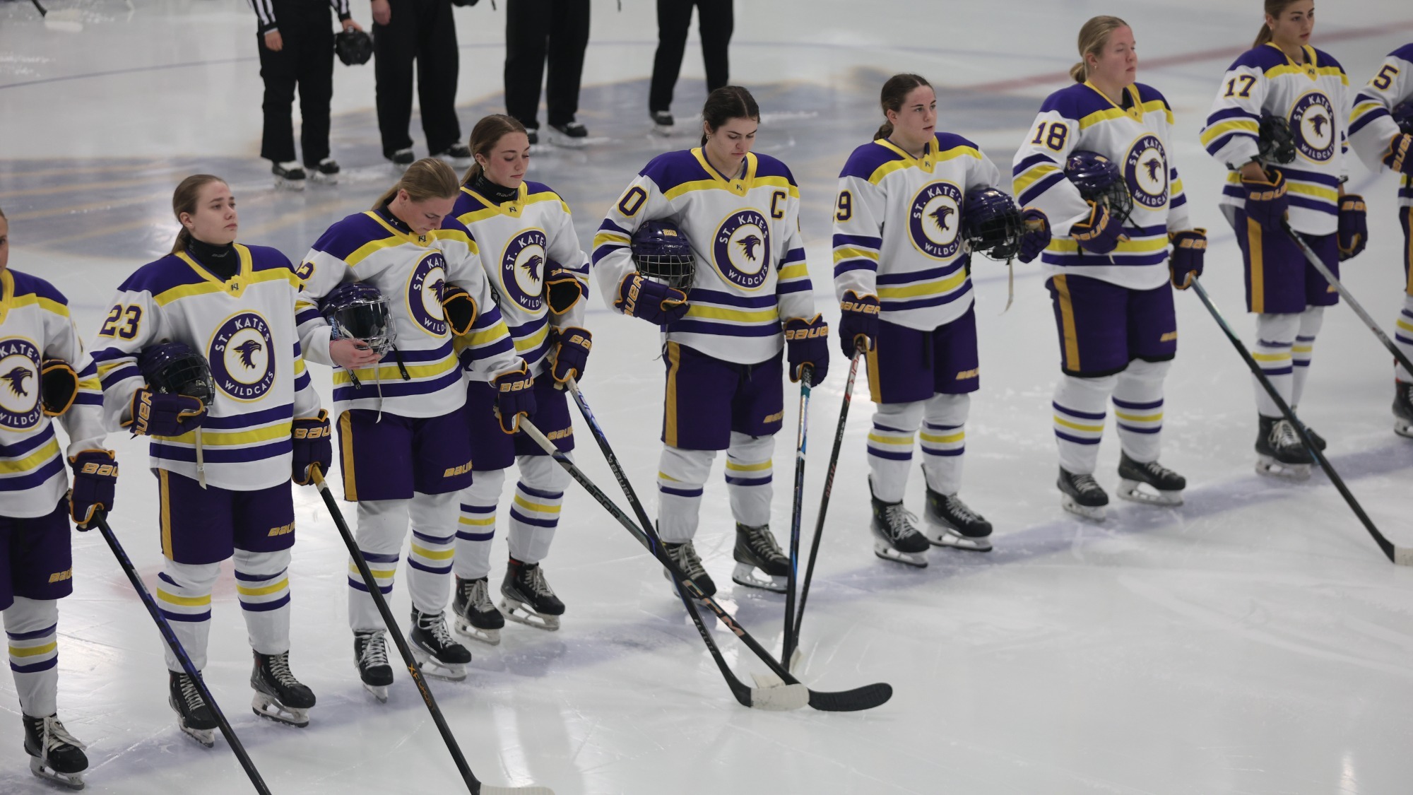 team on the line for the national anthem