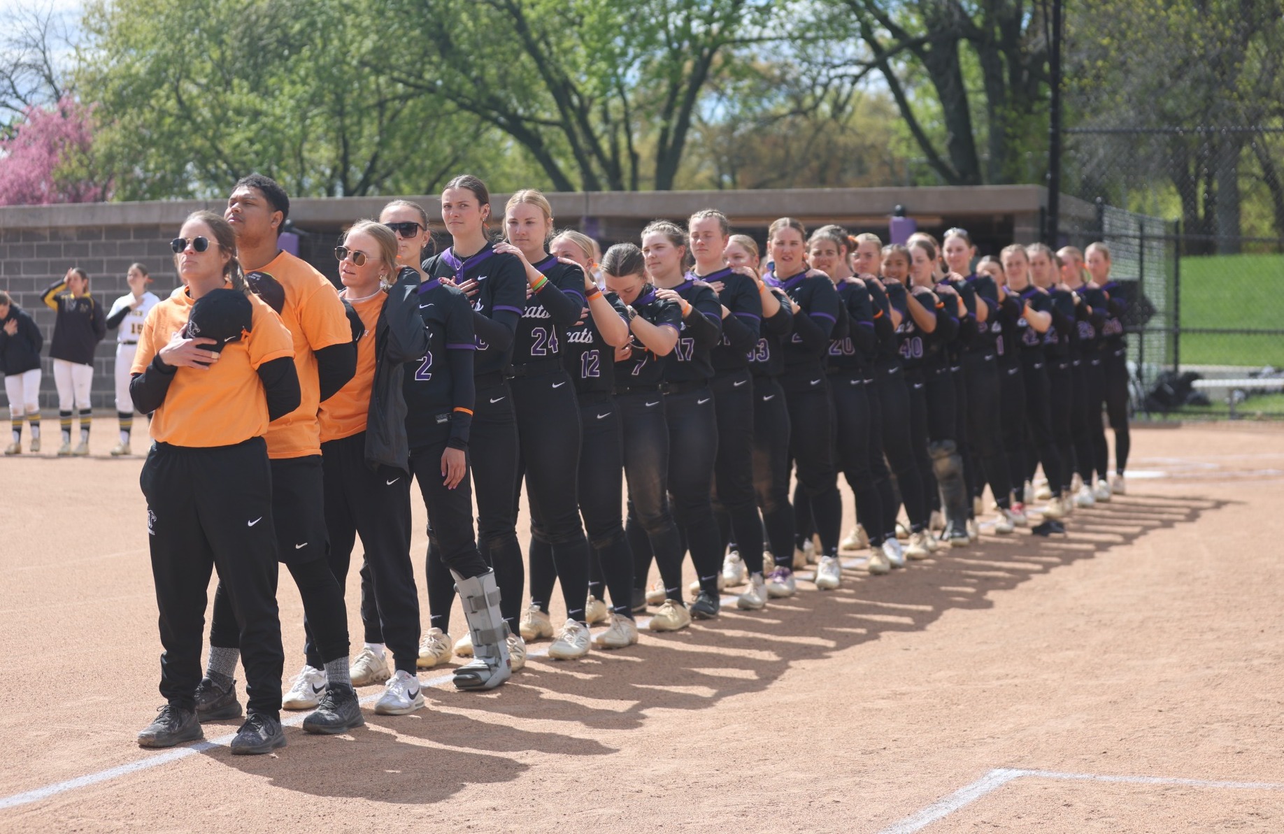Softball team lineup for anthem