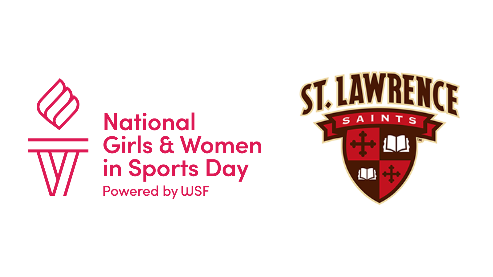 Women Sports Foundation logo next to St. Lawrence Athletics shield logo