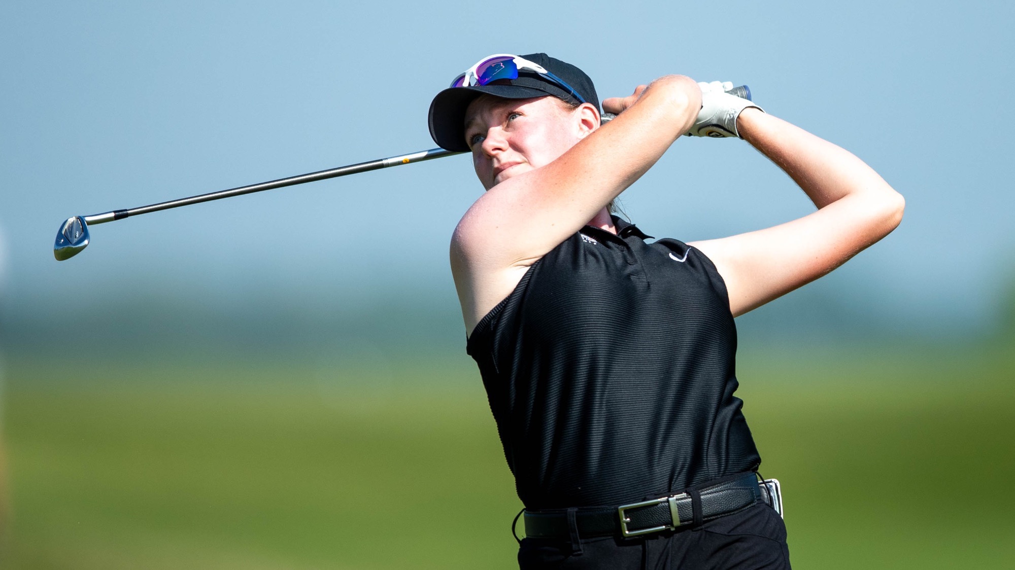 Taylor Wilczek holds her follow through at the LSC Championship.
