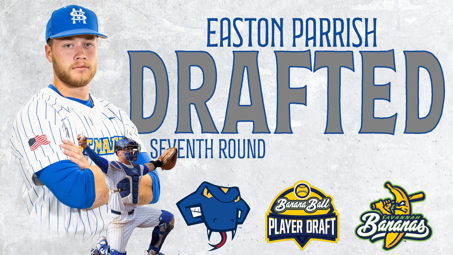 Graphic with Easton Parrish on the left. On the right are the words 