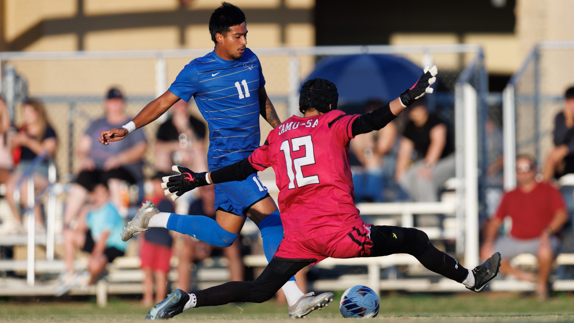 Sebastian Poblete scores past a stretched out Jaguar keeper.