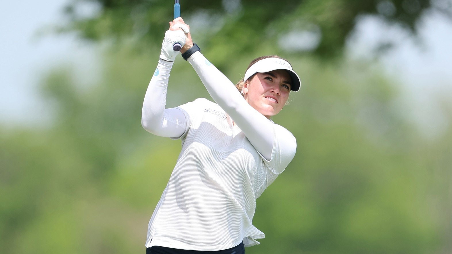 Sophia Perkins follows the trajectory of her shot.