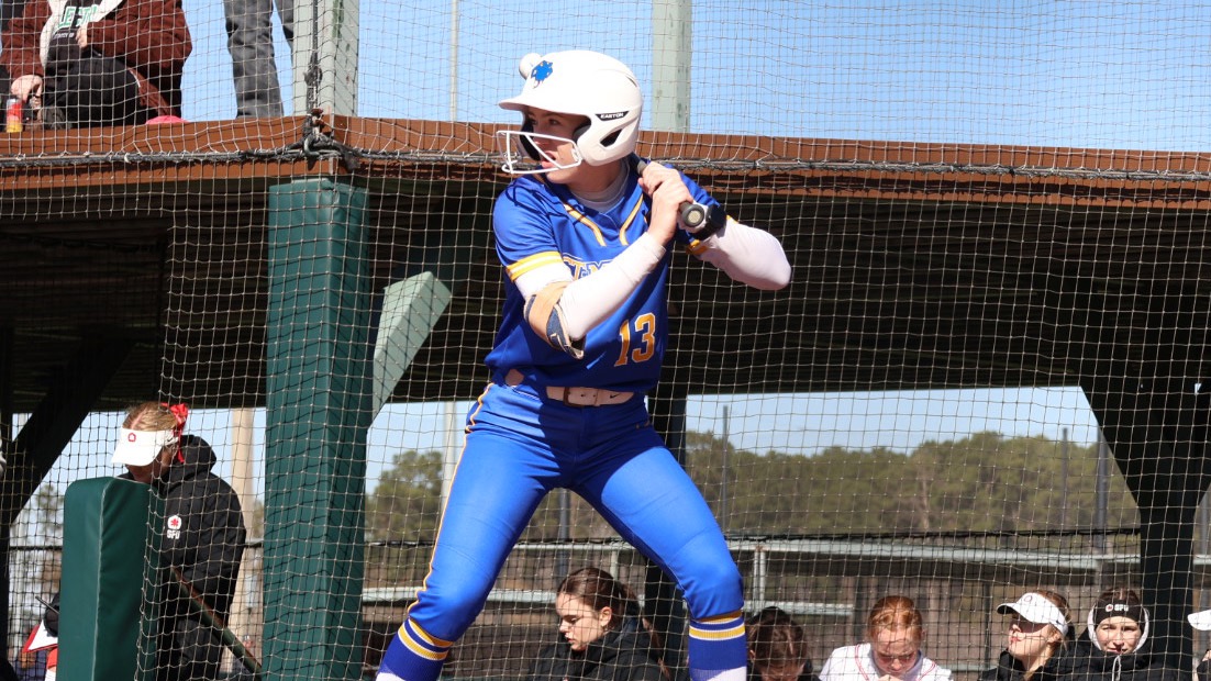 Bryley Westfahl stands in the batters box, awaiting a pitch at the DII First Pitch Invitational.