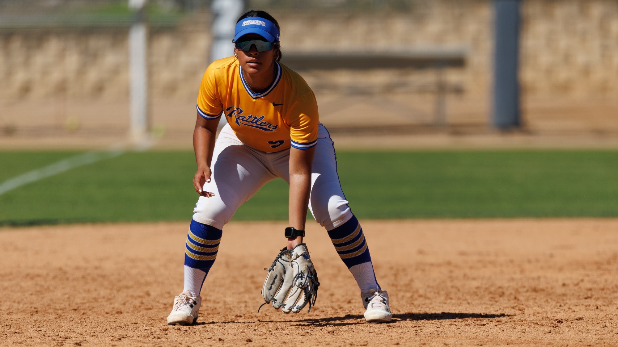 Bella Banda is down in the ready defense at third base.
