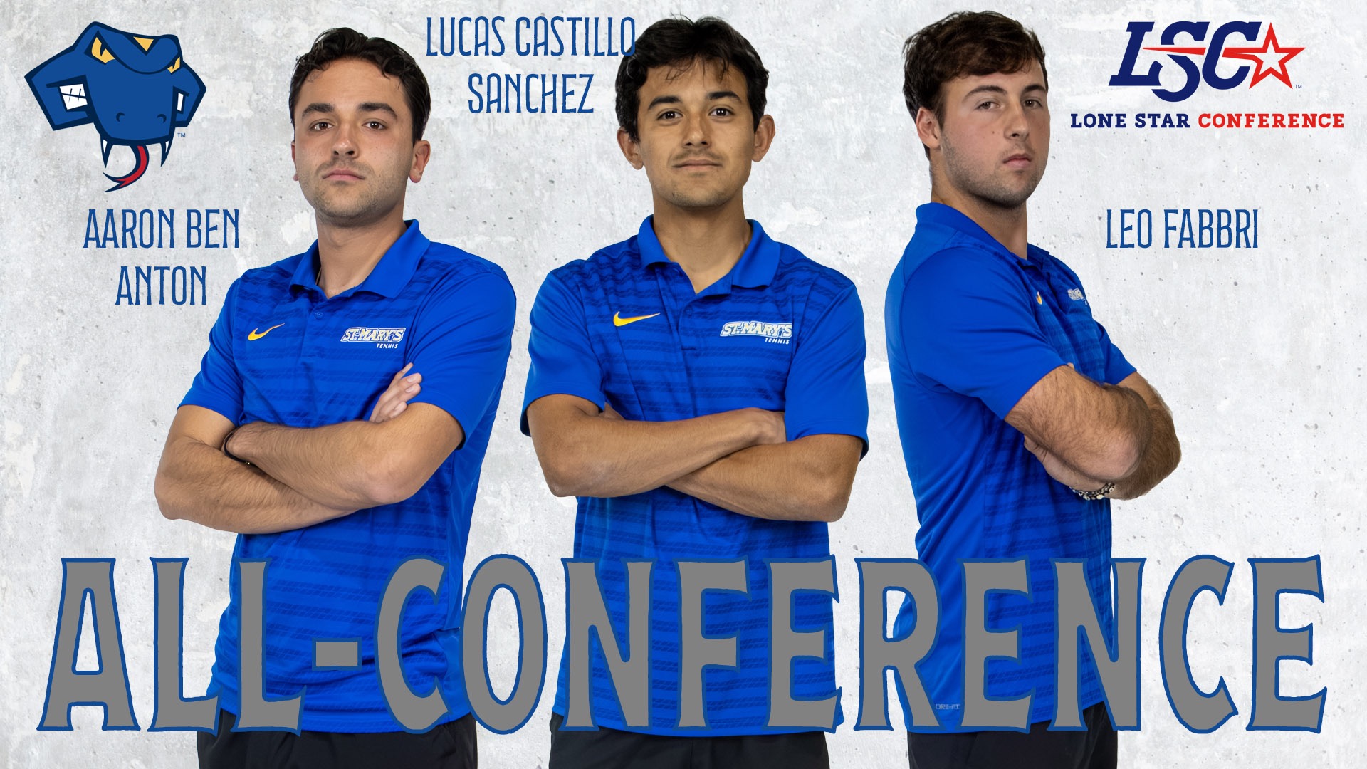 Graphic with Aaron Ben Anton, Lucas Castillo Sanchez and Leonardo Fabbri and their names in block letters. Across the bottom are the words 