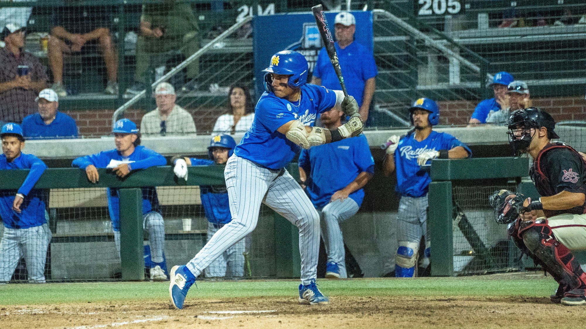 Ryan Alaniz stands in the batter's box waiting on a pitch at Colorado Mesa.