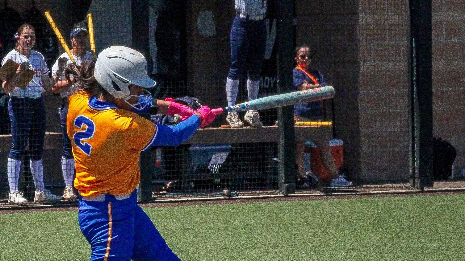 Izabella Valdez doubles against UT Tyler in the Lone Star Conference Tournament