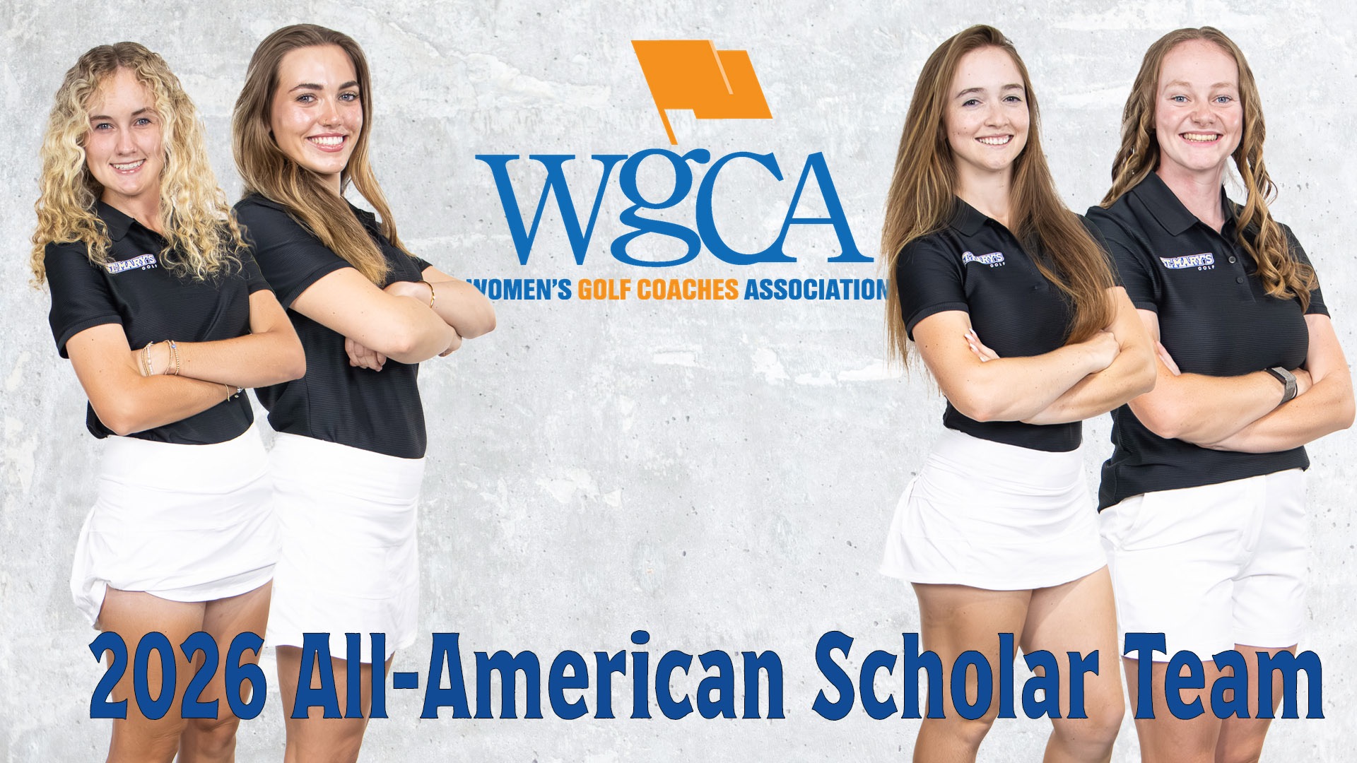 Graphic with Brielle Burns and Sophia Perkins on the left and Sabree Lefebvre and Taylor Wilczek on the right with the WGCA logo in the middle and the words 