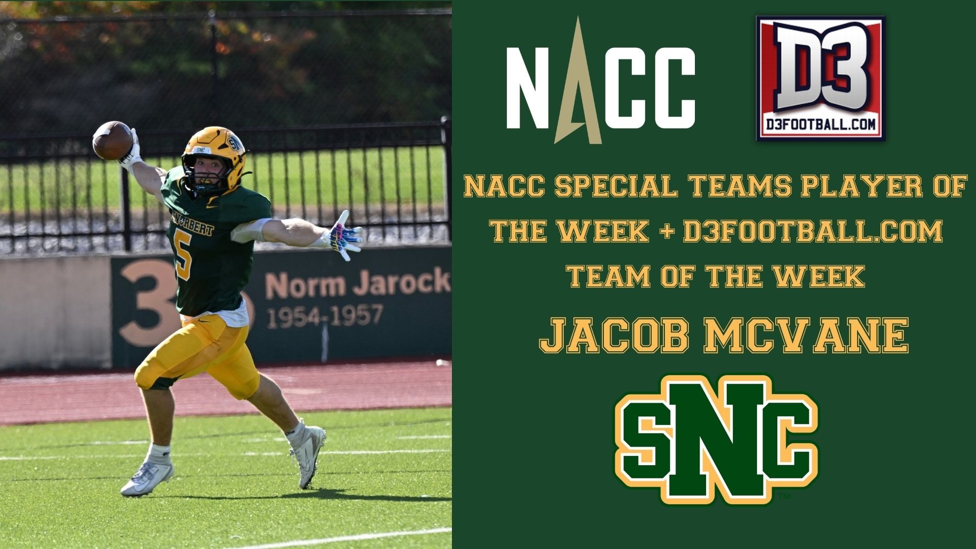 Jacob McVane POW/D3Football.com Graphic