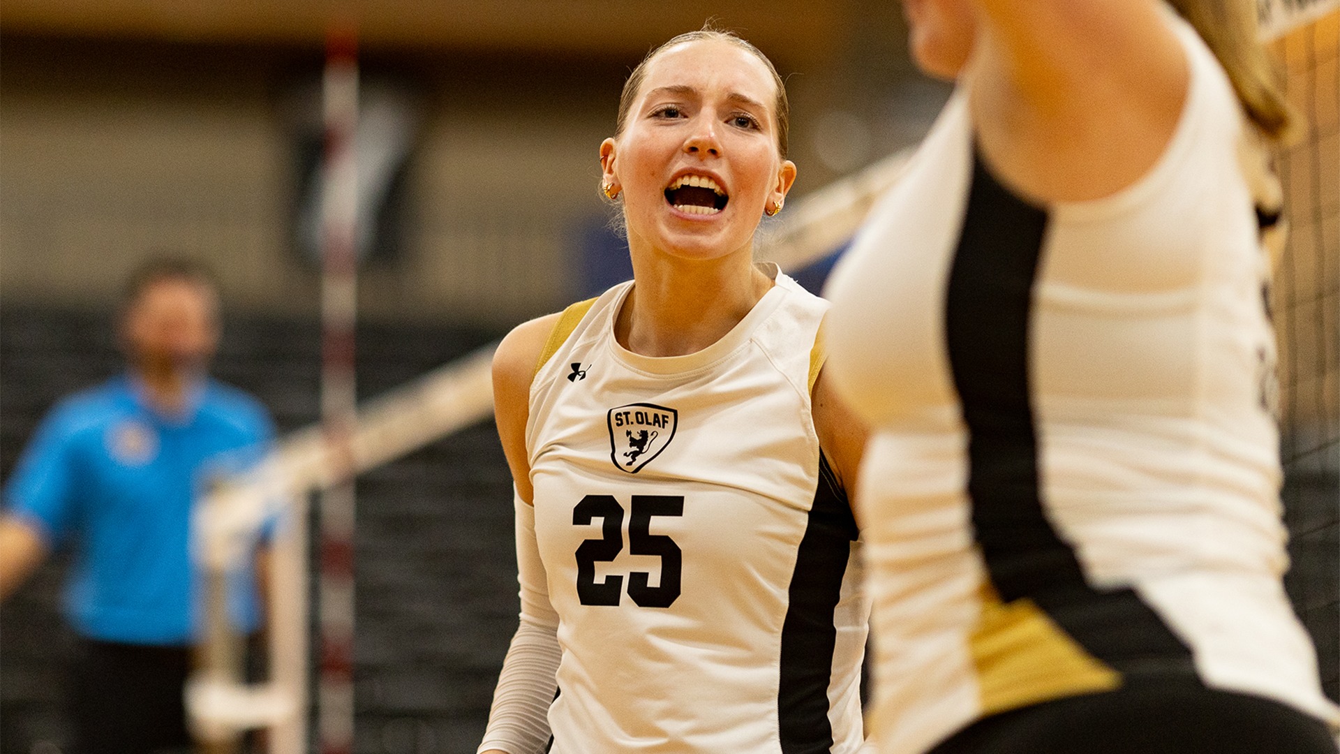 Maren Miller celebrates winning a point.