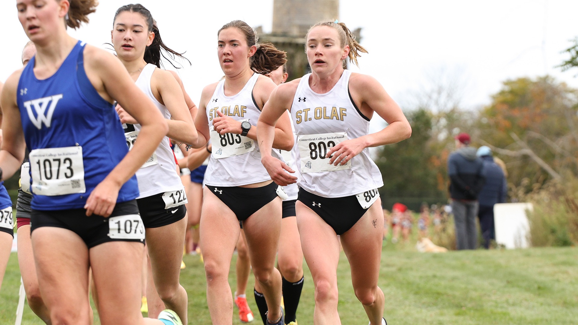 Molly DiNardo and Arabella England run in a pack.