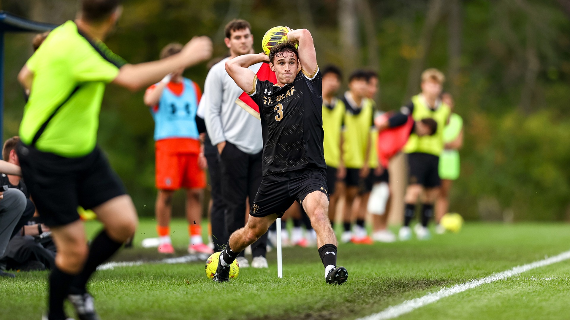 Ryan Bechtel launches a long throw-in.