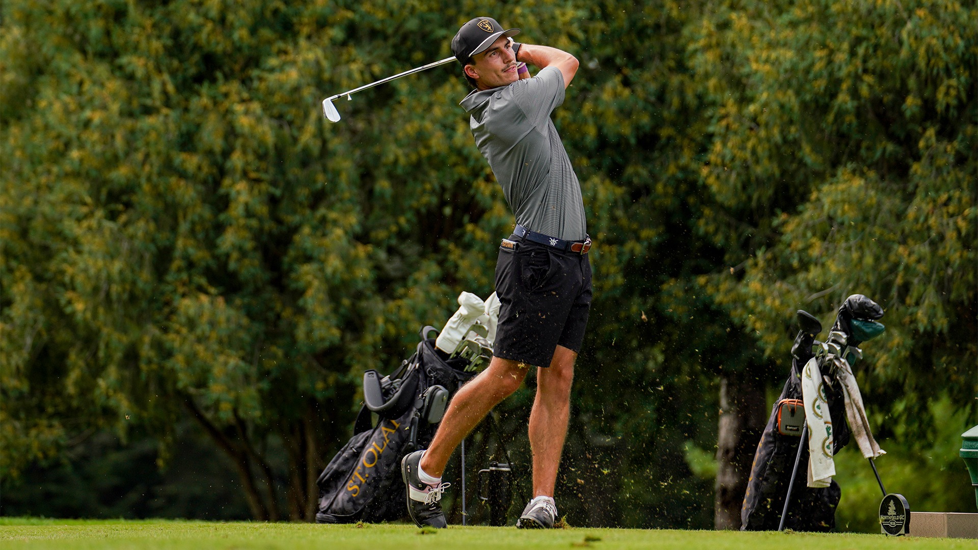 Jacob Brown hits an iron.