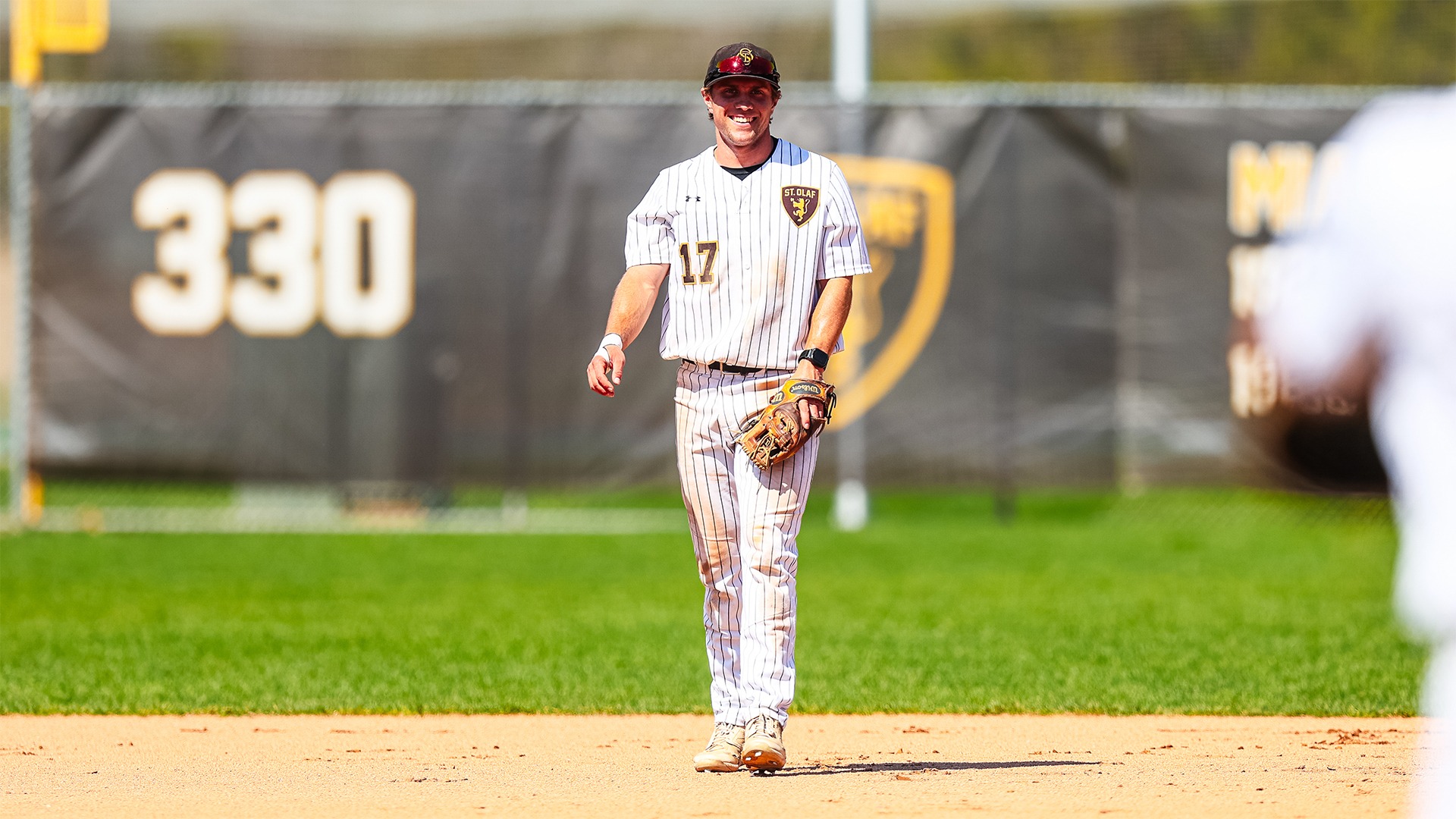 Mason Buck smiles at shortstop.