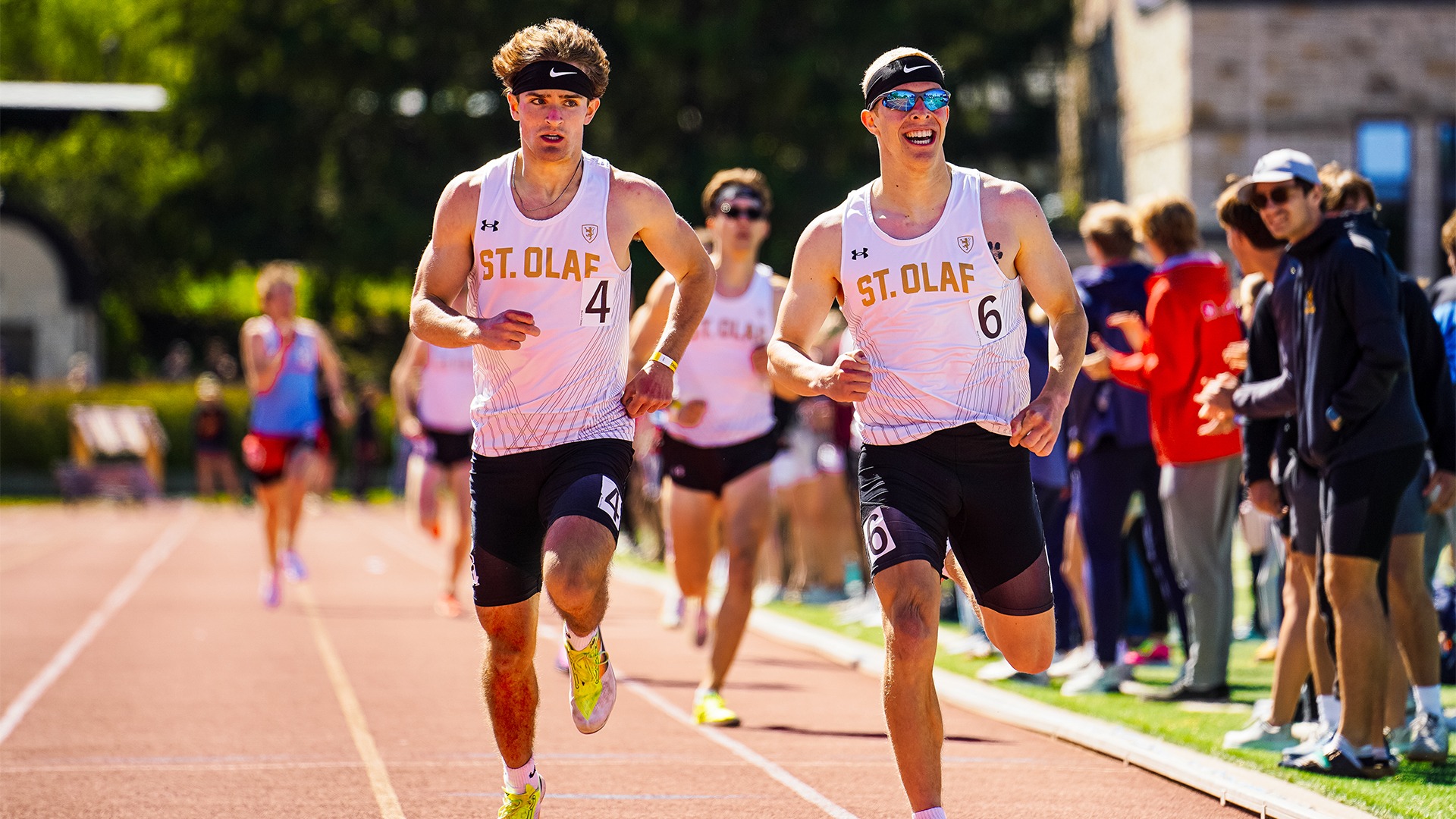 Paxon Myers and Cullen Moore approach the finish line.