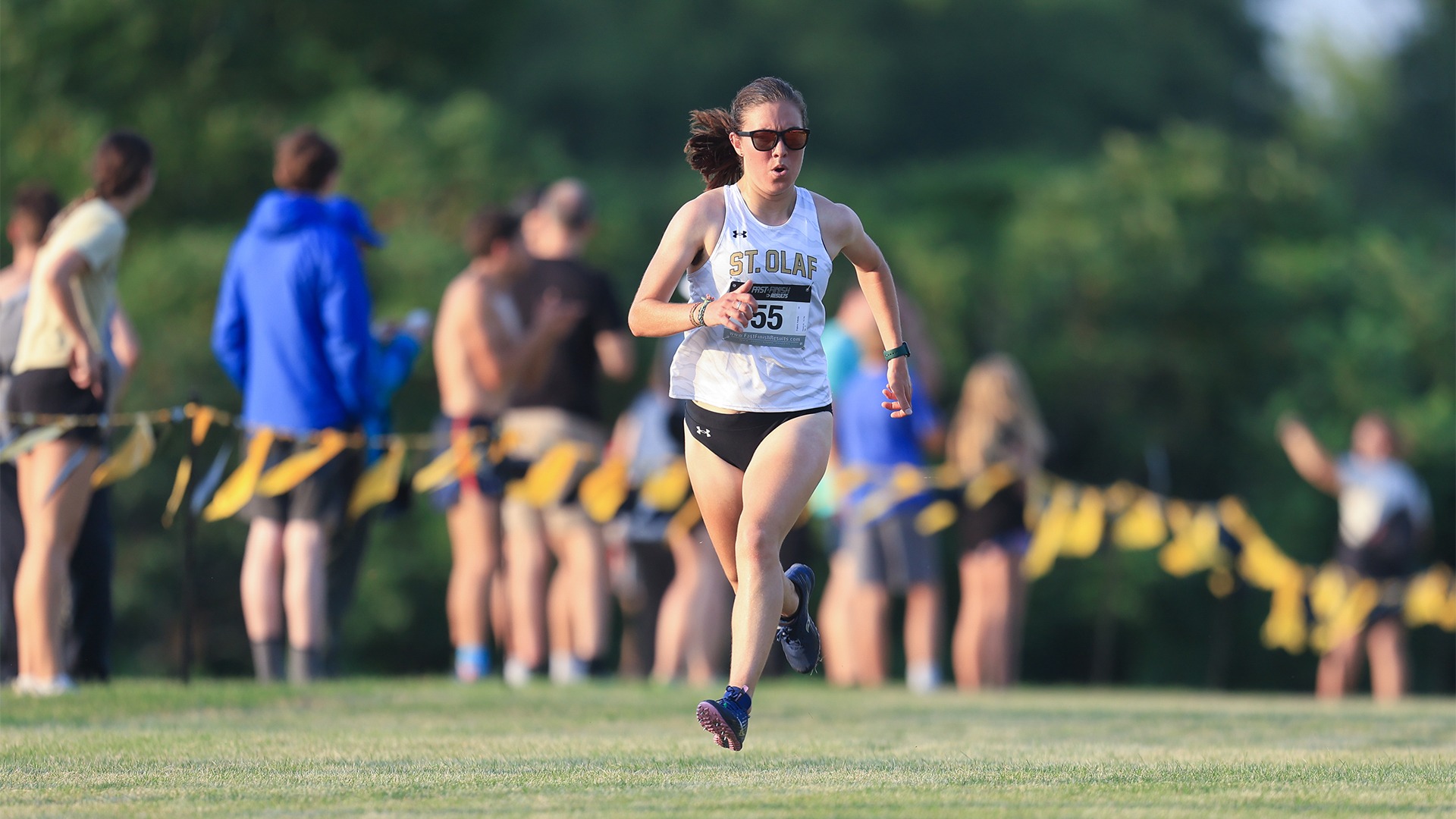 Arabella England approaches the finish line at the Ole 5K Opener.