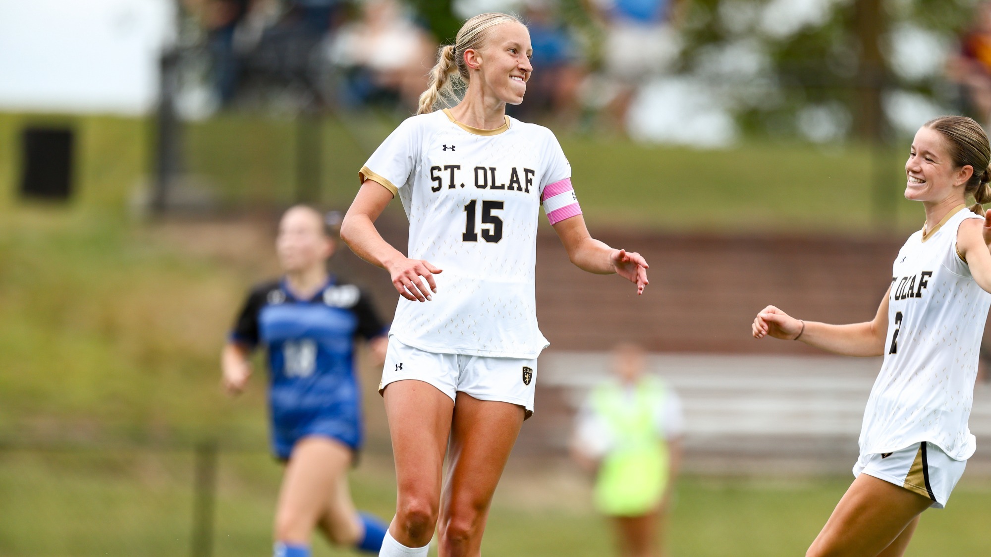 Emily Johnson celebrates a goal.