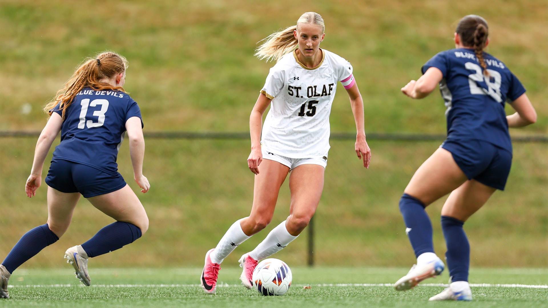 Emily Johnson with the ball at her feet.
