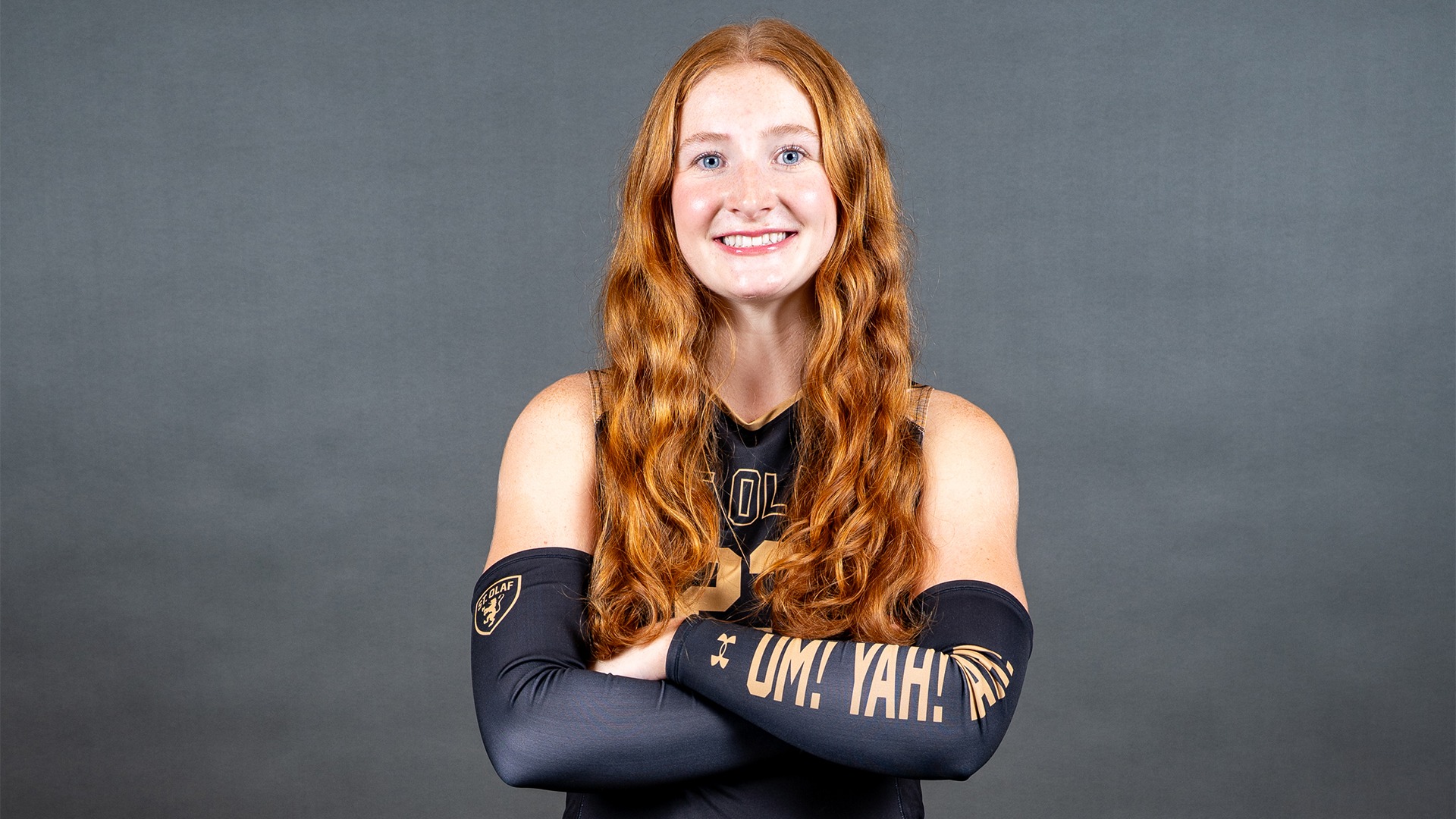 Michaela Dooley with her arms folded on Media Day.