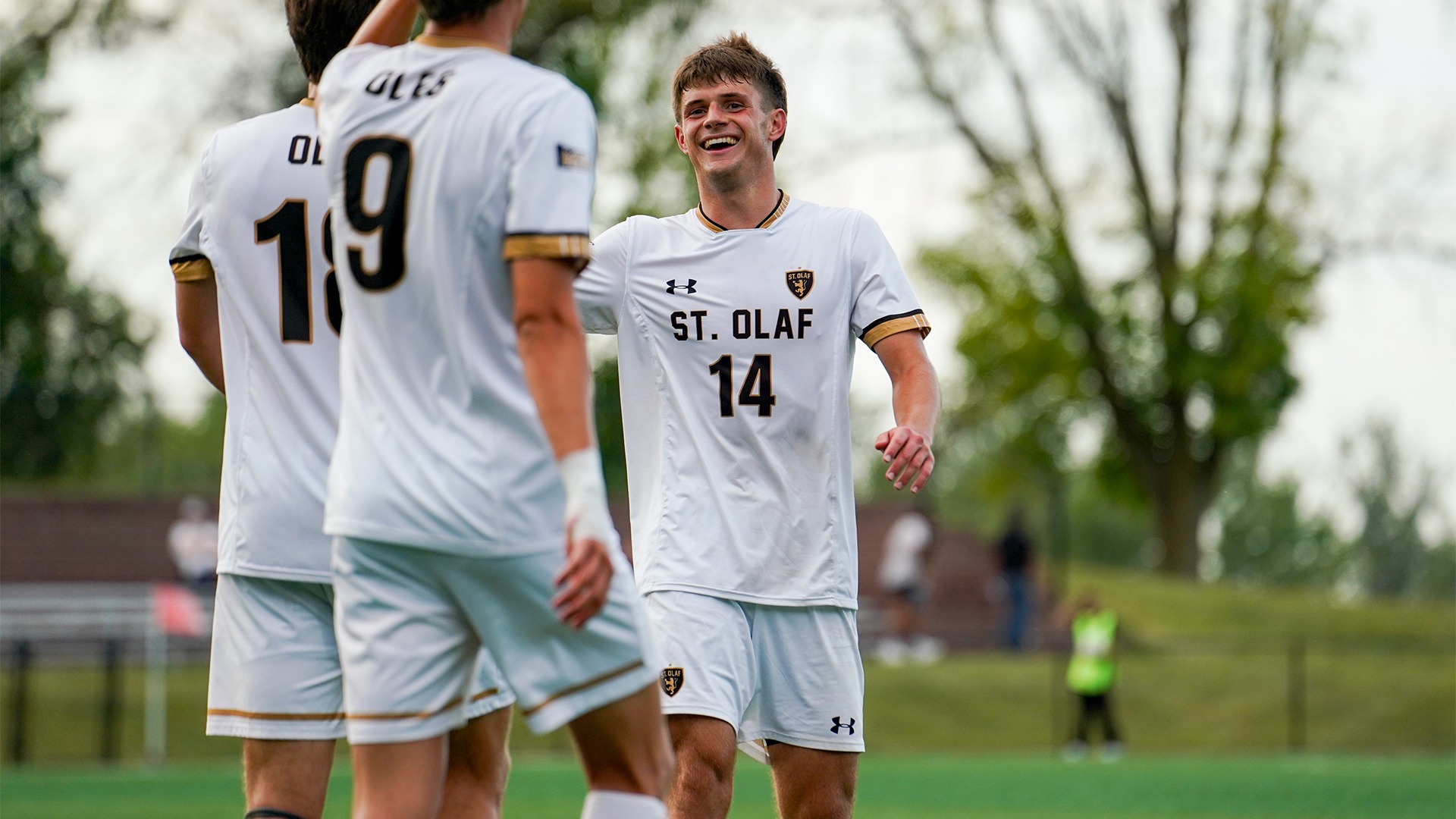 Riker Doolittle celebrates a goal.