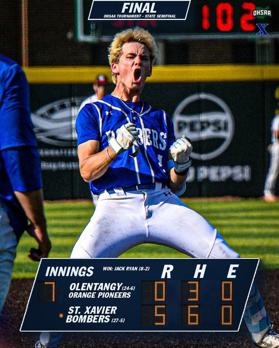 Graphic representing the Bombers 5-0 win over Olentangy Orange in the state semifnal 