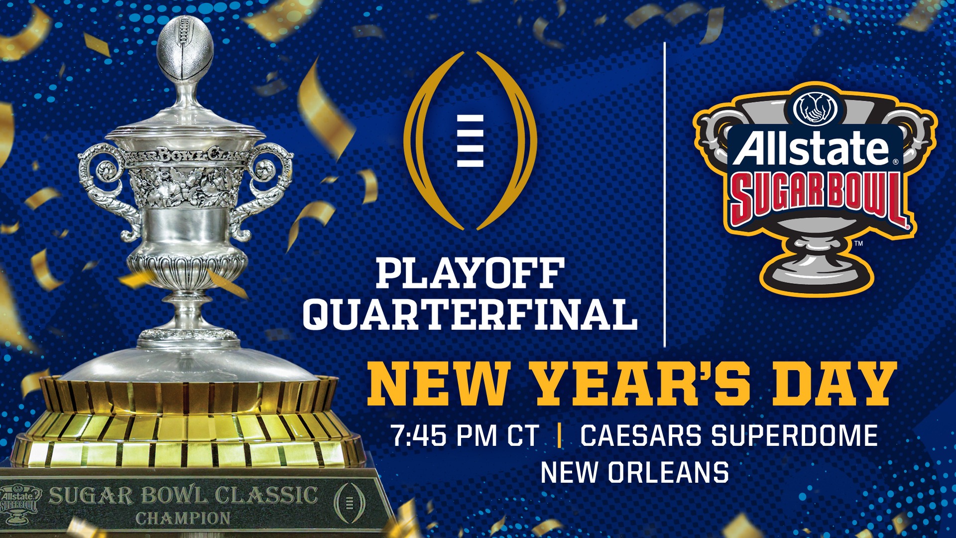Allstate Sugar Bowl To Be Played on New Year’s Day for Next Three Years
