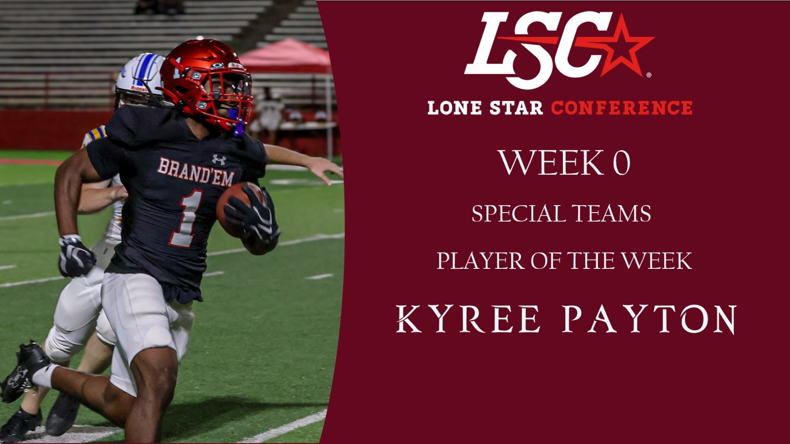26 Football  Kyree Payton earns LSC Player of the Week award
