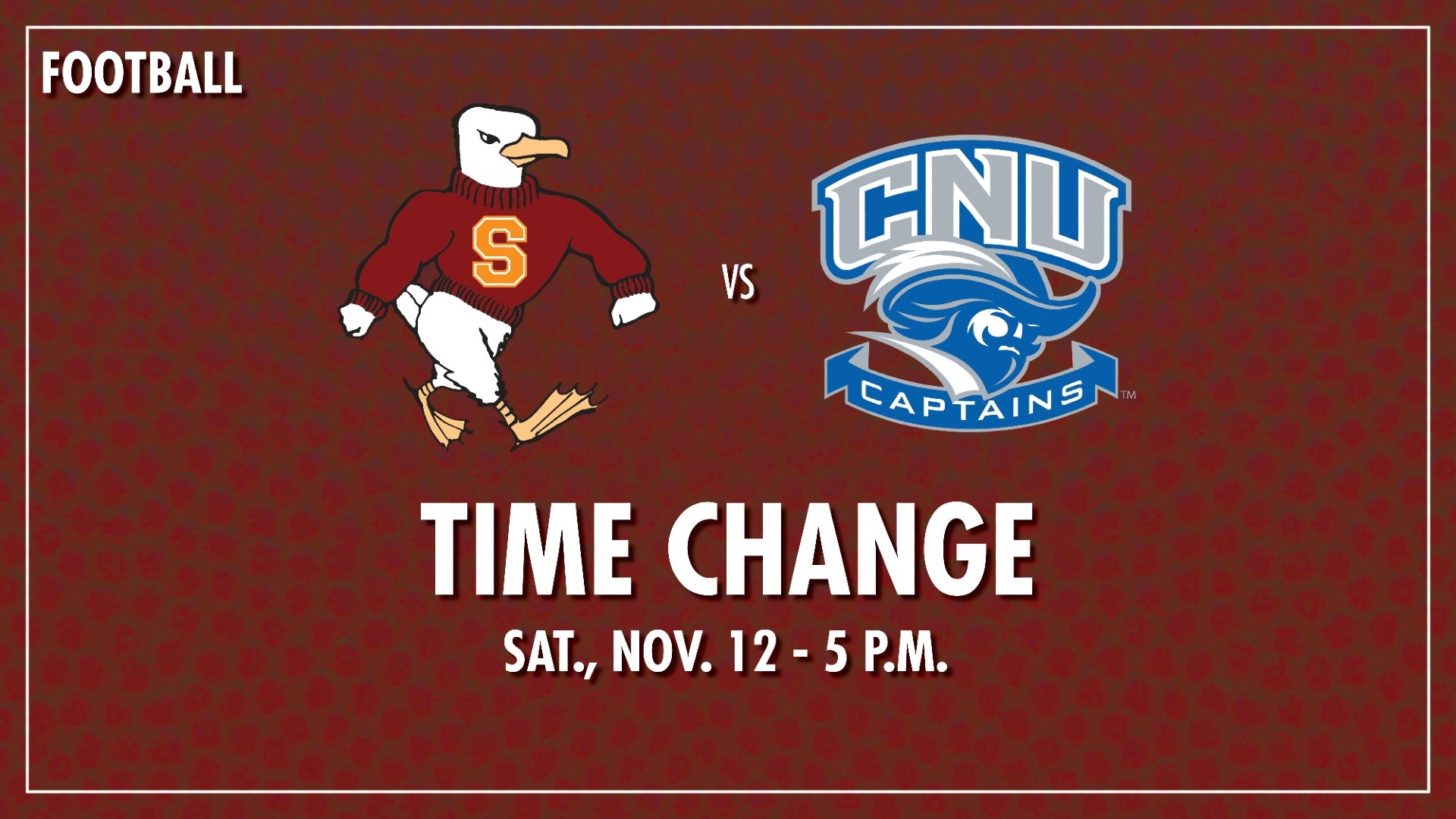 Football vs. CNU moved to 5 p.m. on Saturday Salisbury University