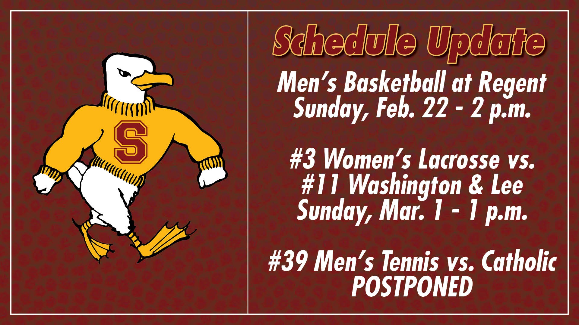 Schedule Update 2-21-26