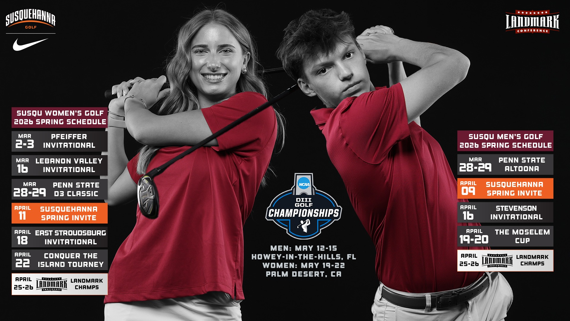 Golf Schedules Spring 2026