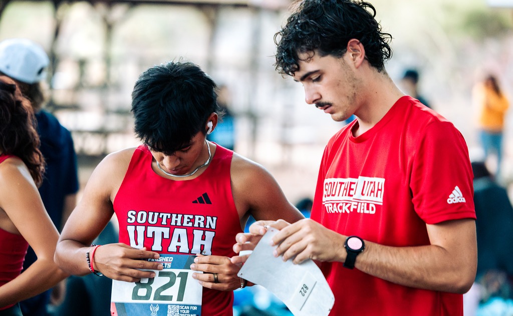 Jacob Jones and Joshua Hernandez put their racing bibs on