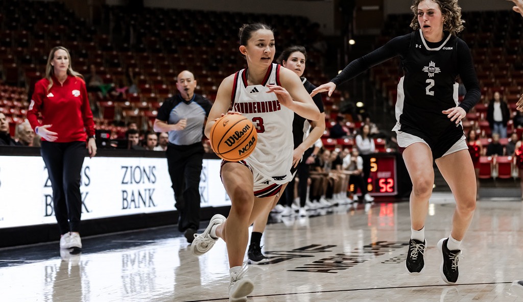 Sierra Chambers dribbles the ball up the court