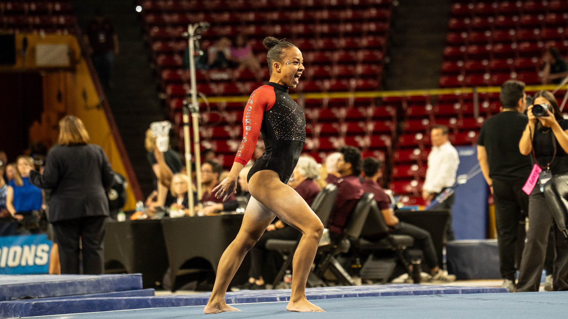 Niya Randolph on the floor