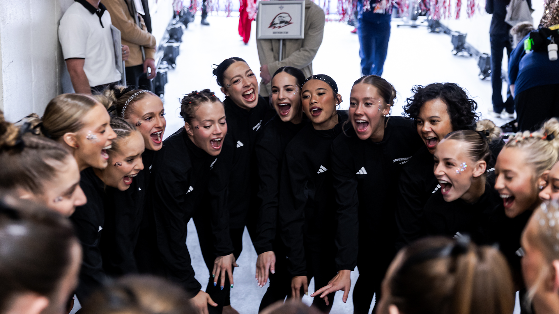Gymnastics team berofre the MPSF Championship meet