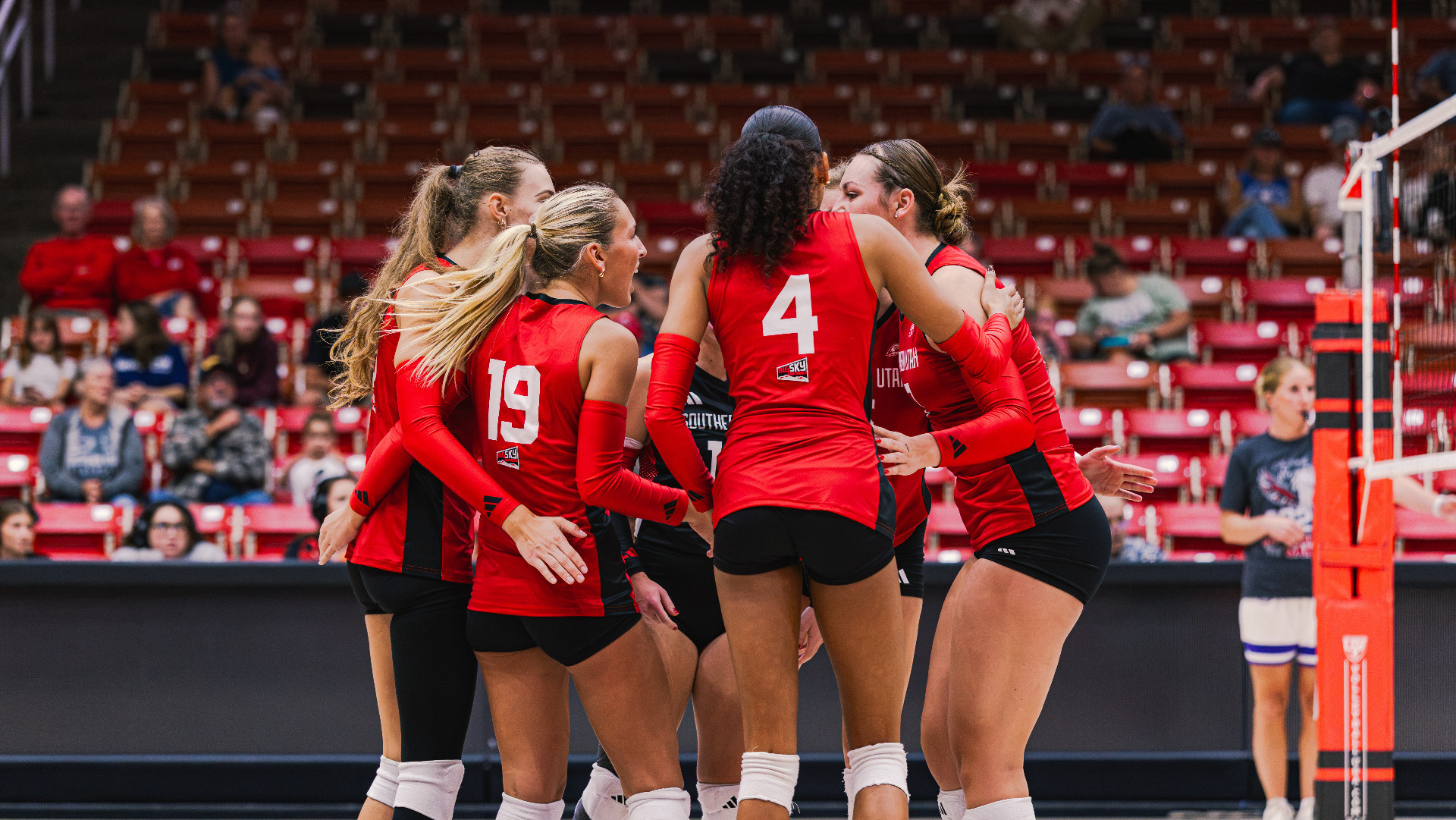 Volleyball team huddle