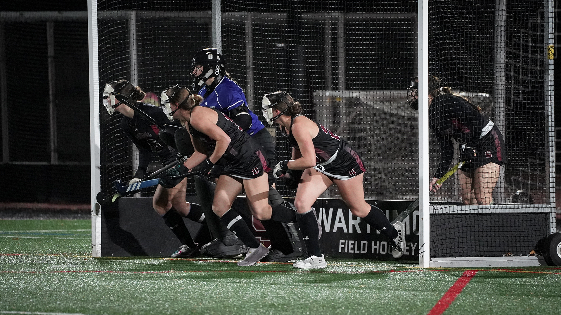 Swarthmore defense defends corner against Haverford