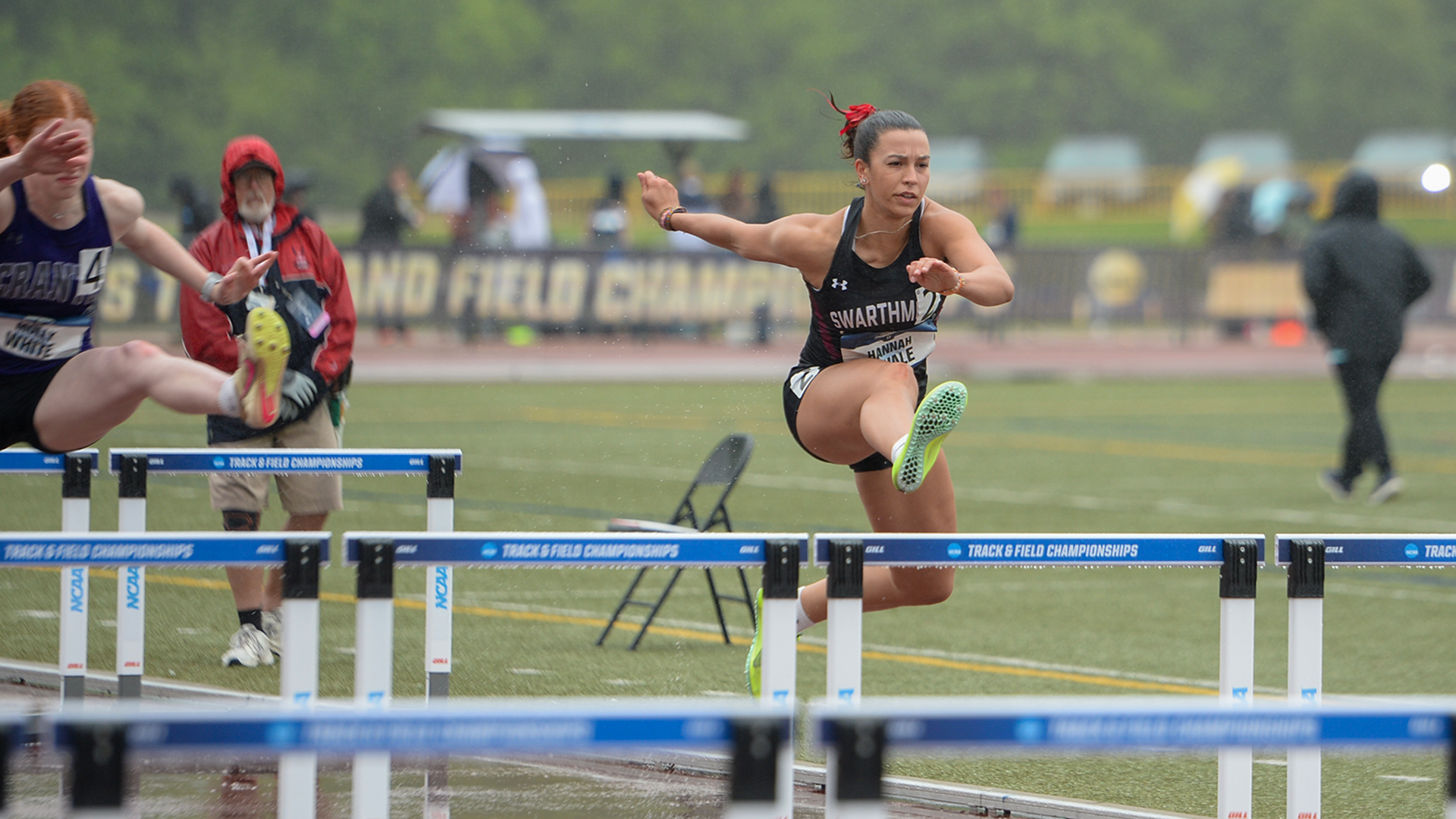 Swale competes in heptathlon 100m hurdles at NCAA Championships