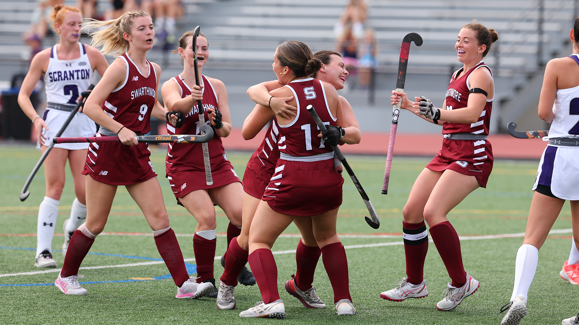 Field hockey celebrates goal