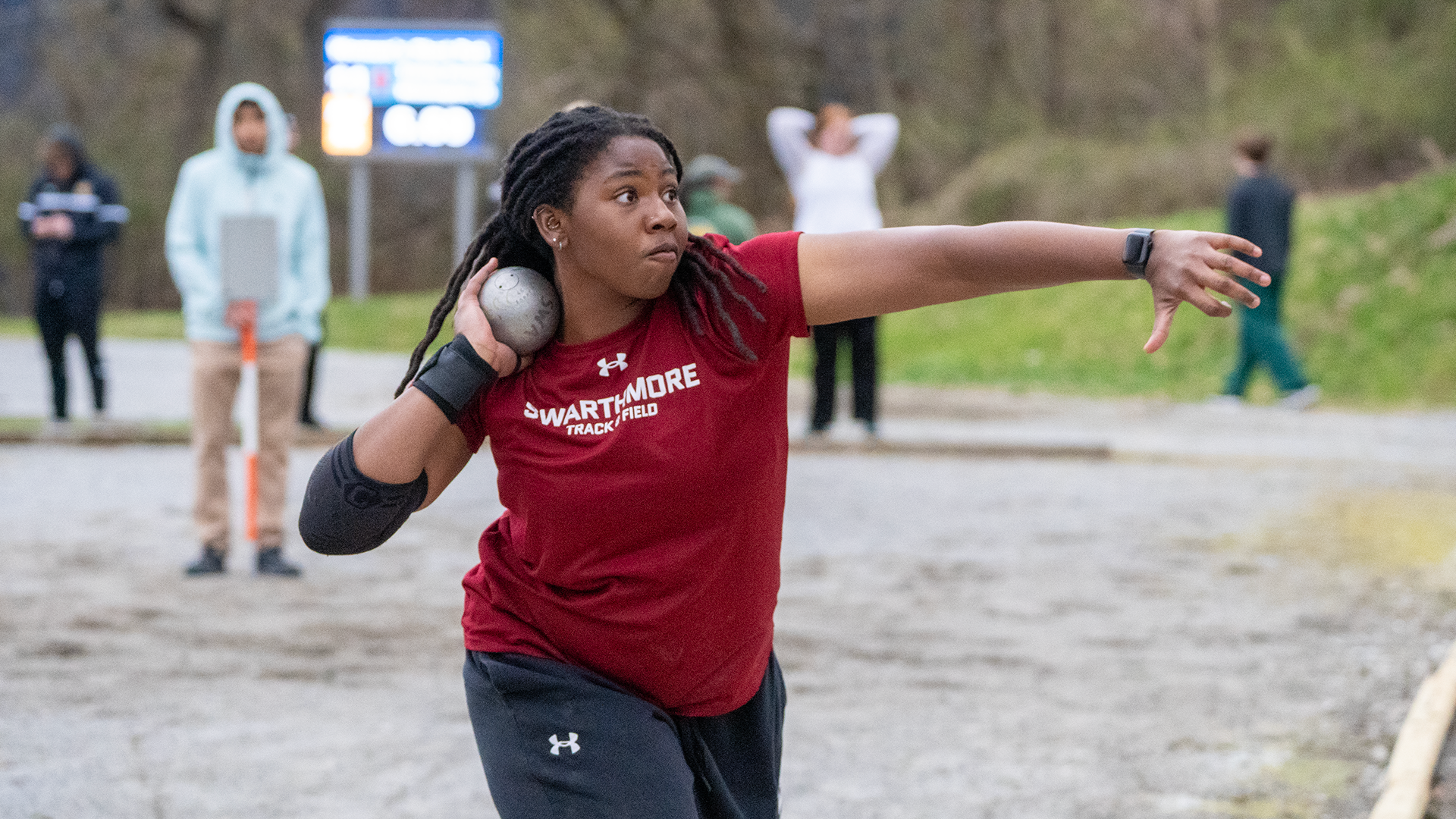 Eugene competes in shot put 