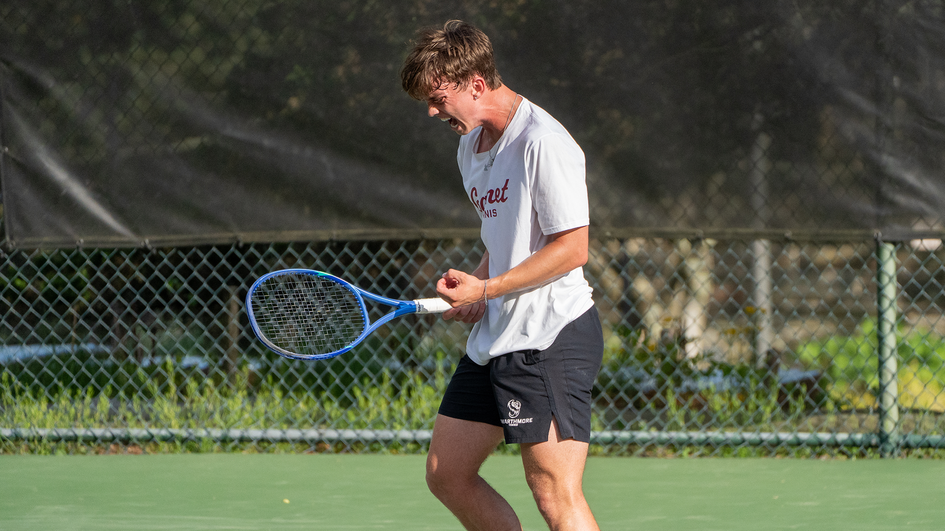 Gilbert celebrates point against Haverford