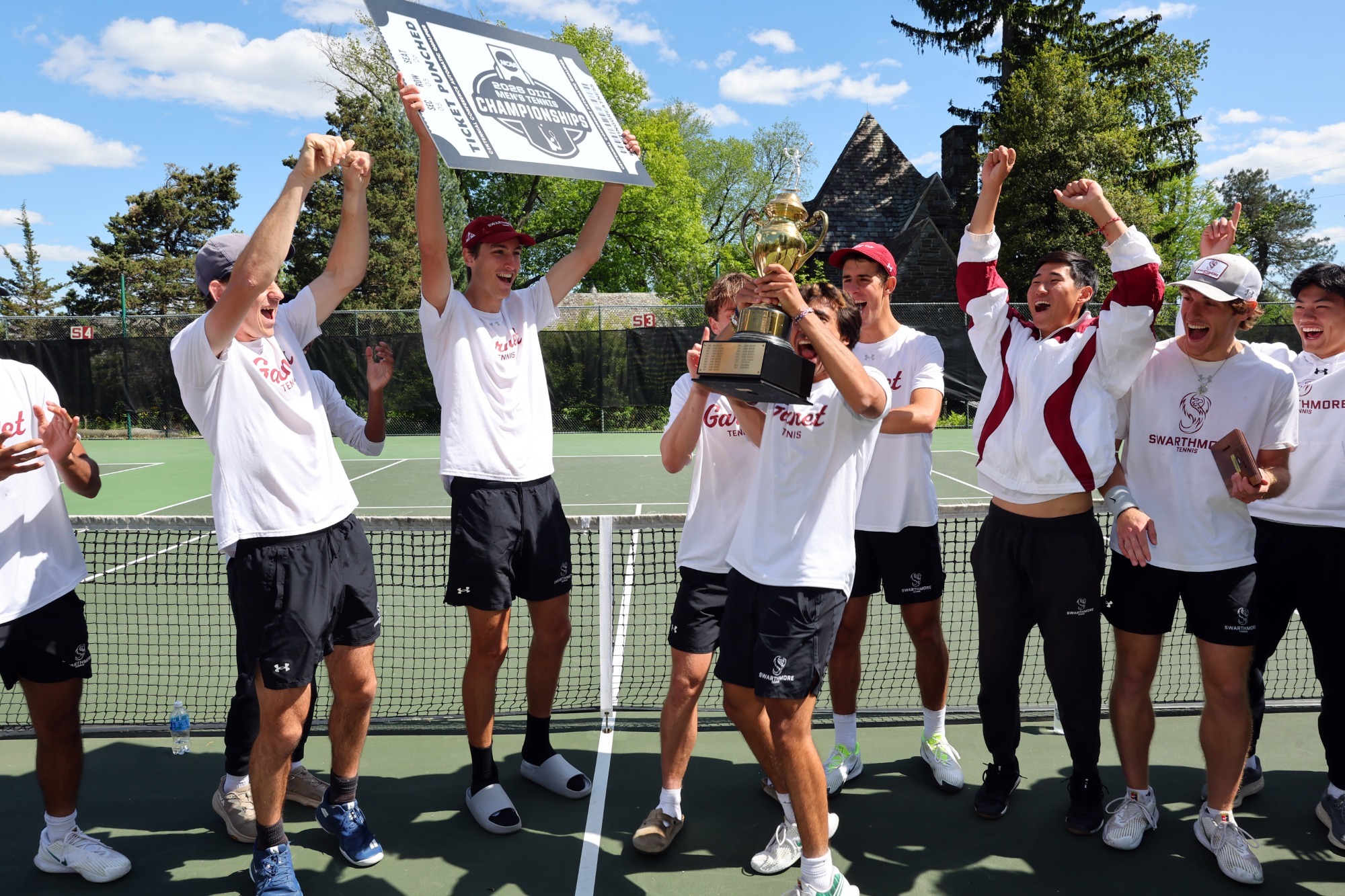 men's tennis celebrates winning centennial championship