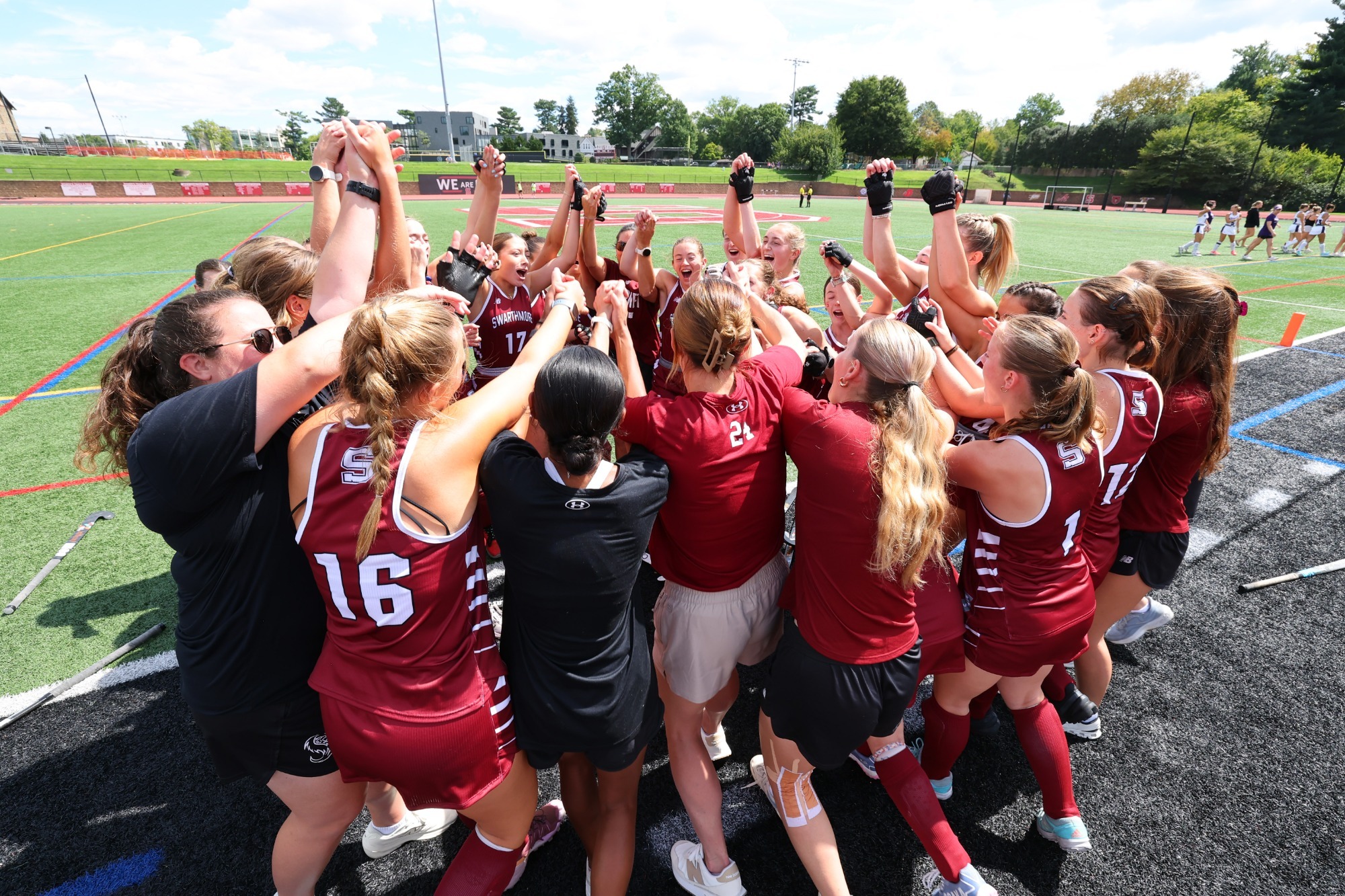 field hockey huddle