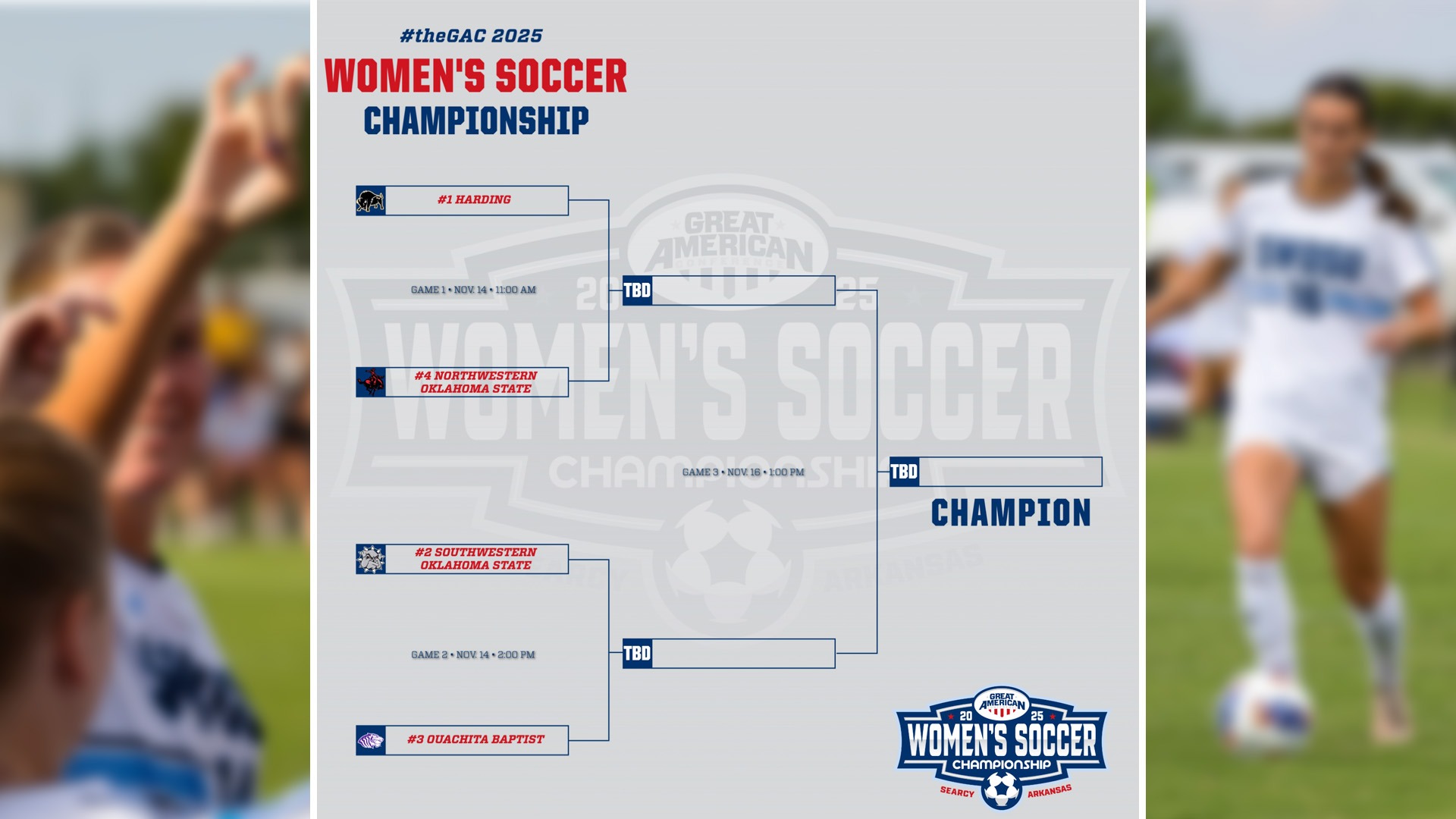 soccer gac tournament graphic showing the 4-team bracket