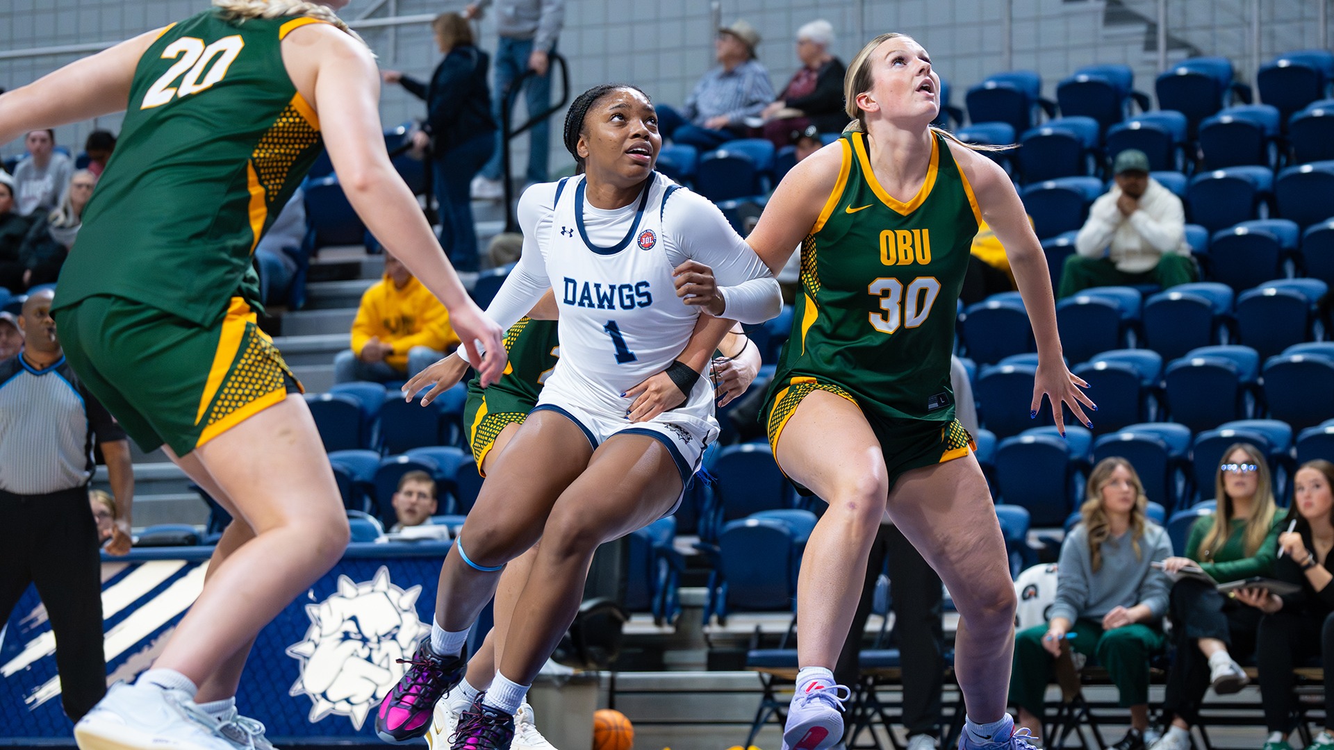 sincere jackson battles for a rebound against Oklahoma Baptist
