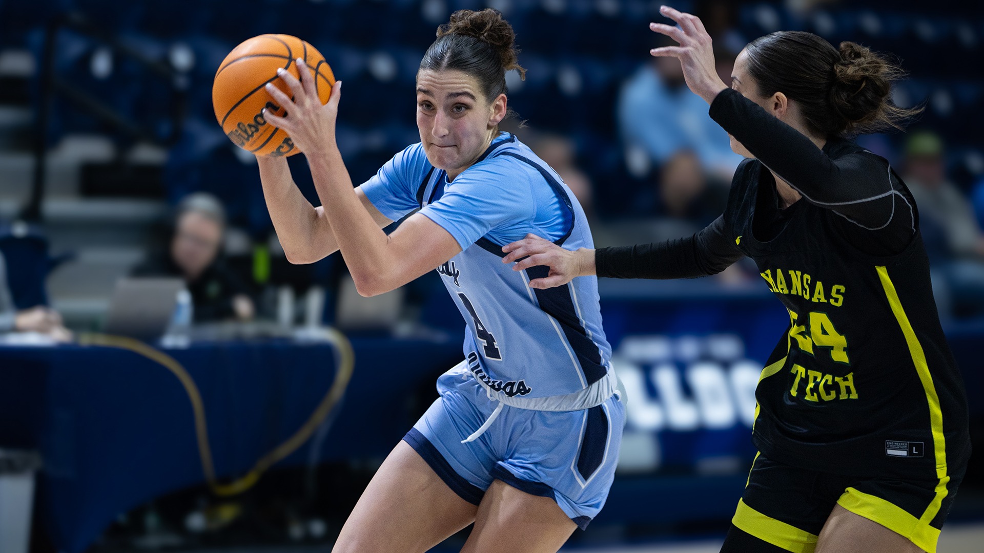 elle papahronis dribbles to the rim against arkansas tech